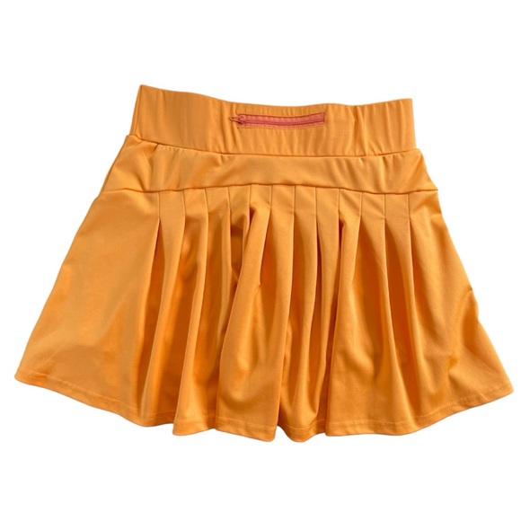 Orange Spandex Tennis Style Skort Stretchy Comfortable Sporty Active Skirt - Picture 2 of 6